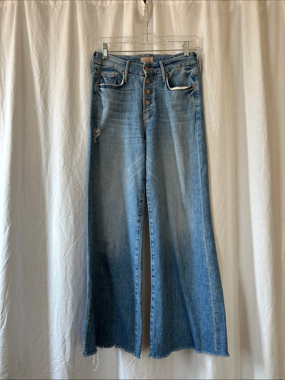 MOTHER The Pixie Roller Ankle Fray wide leg crop